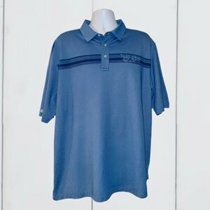 Straight Down 3X Golf Polo Blue Floral Stripe Pima Cotton Blend Performance